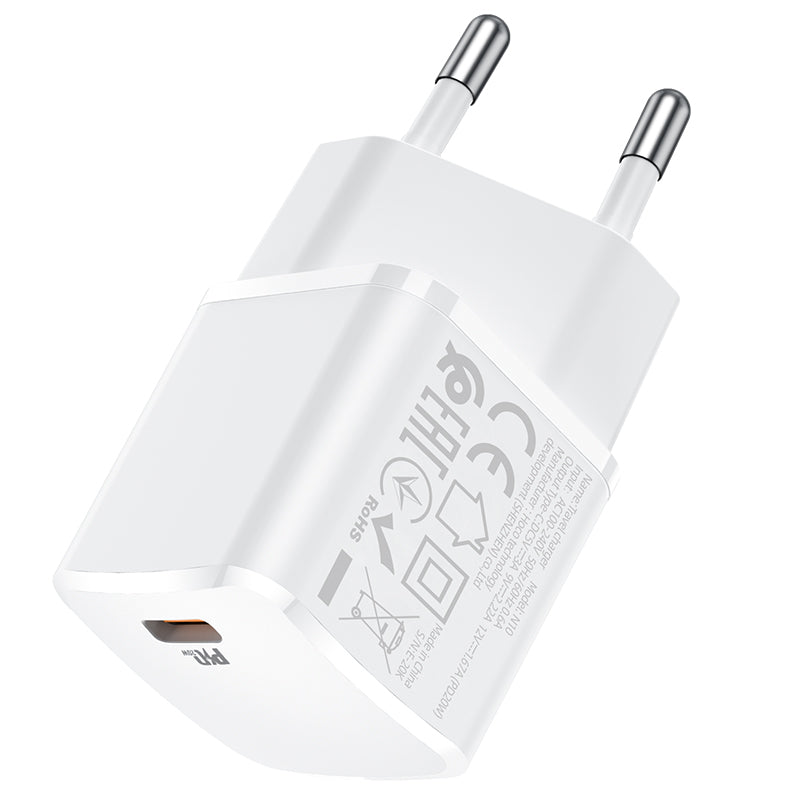 Síťová nabíječka HOCO N10, 20W, 3A, 1 x USB-C, bílá