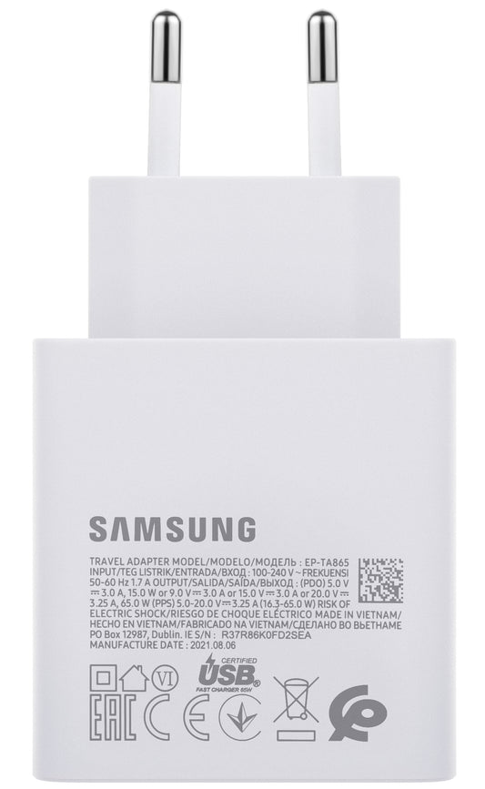 Síťová nabíječka Samsung EP-TA865W, 65W, 3,25A, 1 x USB-C, bílá GP-PTU020SODWQ GP-PTU020SODWQ