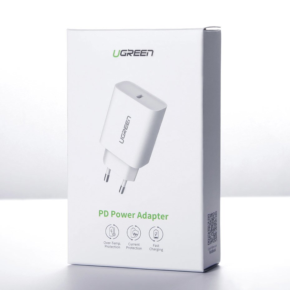 Síťová nabíječka UGREEN CD137, 18W, 3A, 1 x USB-C, Bílá