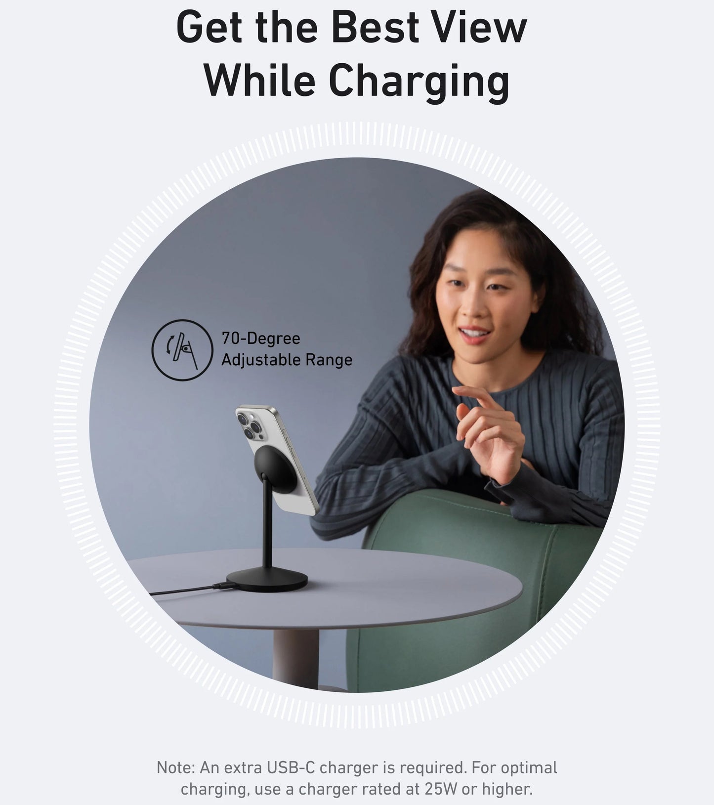 Bezdrátová nabíječka Anker MagGo Stand, 15W, 1.67A, Černá A25X1H11