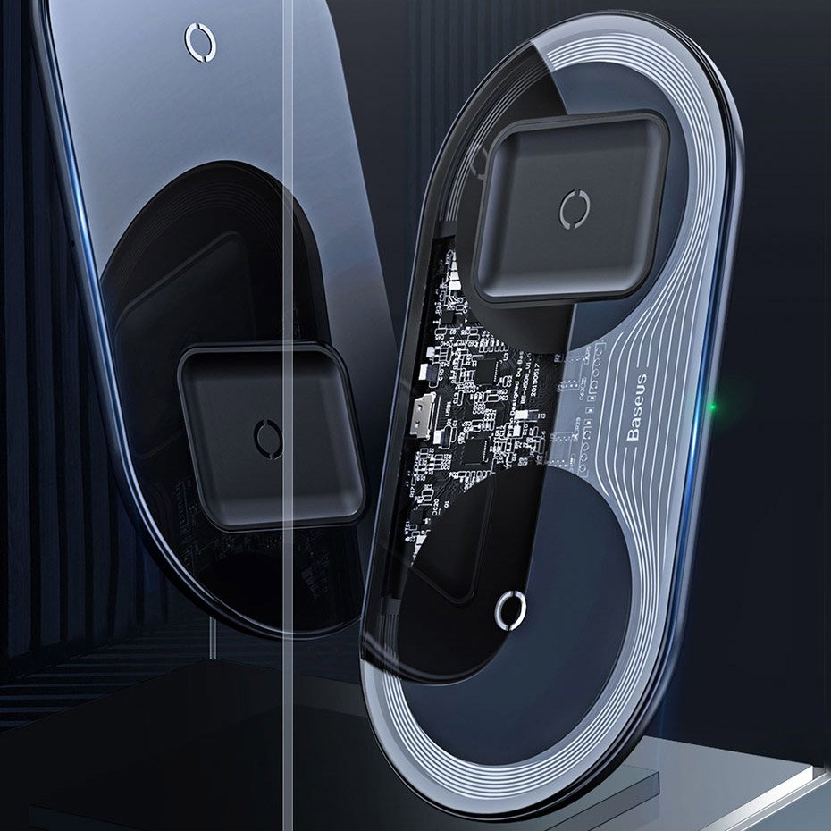 Bezdrátová nabíječka Baseus Simple 2in1, 15W, 1.67A, Transparentní WXJK-A01