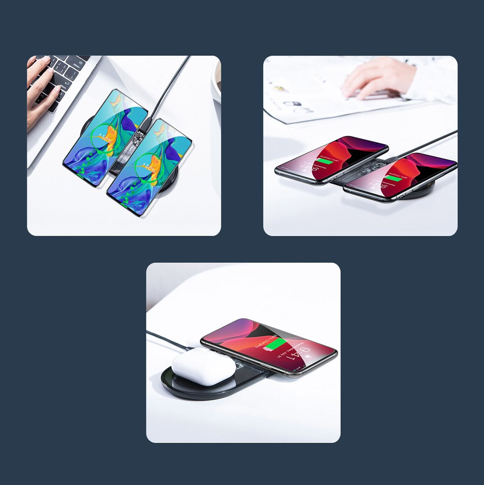 Bezdrátová nabíječka Baseus Simple 2in1, 15W, 1.67A, Transparentní WXJK-A01