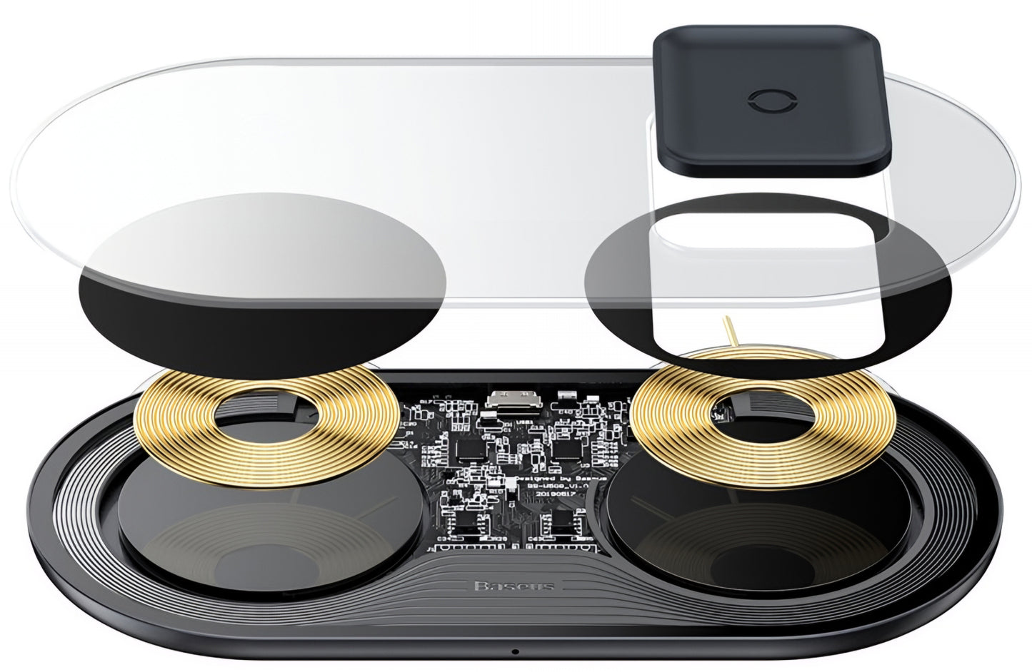 Bezdrátová nabíječka Baseus Simple 2in1, 15W, 1.67A, Transparentní WXJK-A01