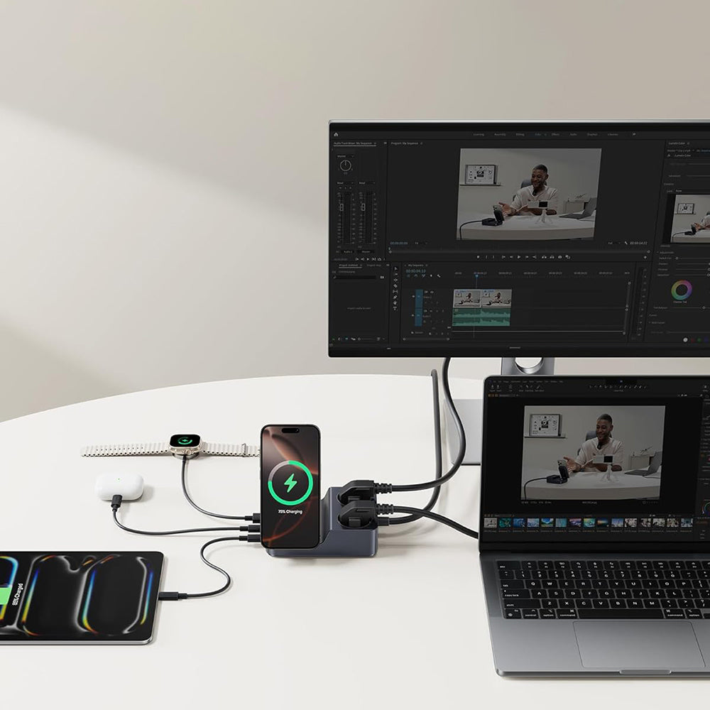 Baseus Nomos ND11 QI 6in1 Charging Station, 67W, 3.35A, 1 x USB-A - 2 x USB-C - 2 x Schuko, Black E00078801123-00
