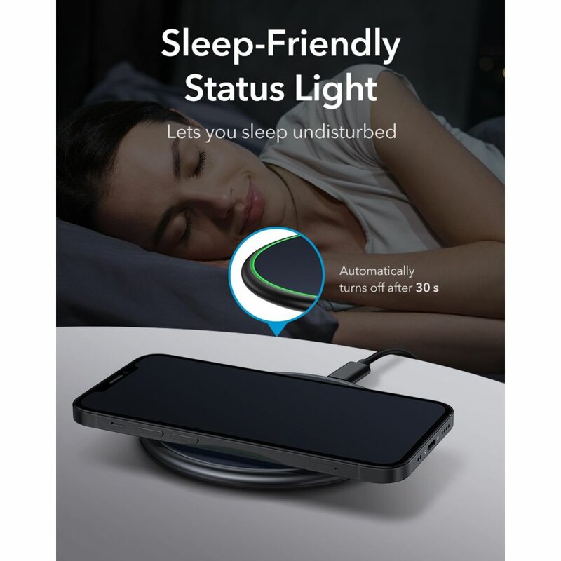 Bezdrátová síťová nabíječka ESR Halolock, 10W, 1.1A, Modrá