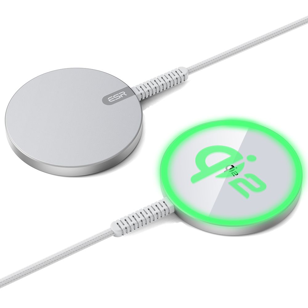 Bezdrátová síťová nabíječka ESR HaloLock, 15W, 1.67A, Stříbrná