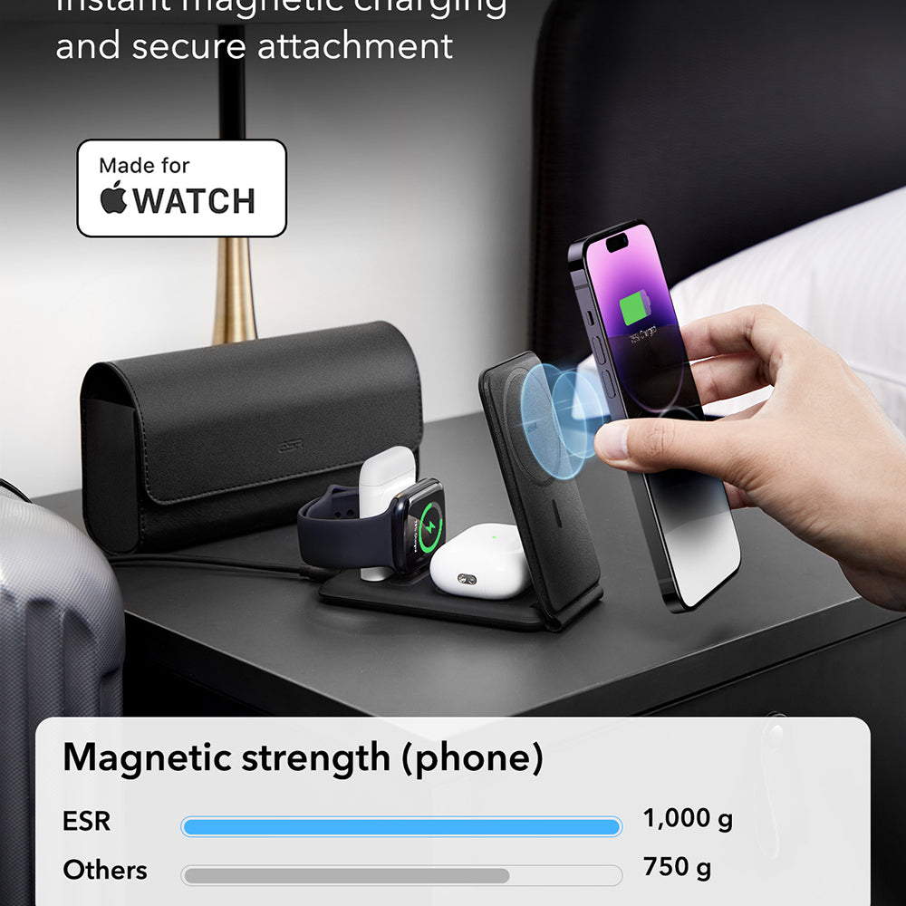 ESR Travel 3in1 Wireless Network Charger, 15W, 1.67A, White