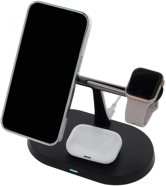 Bezdrátová síťová nabíječka MaXlife MXWC-03 3v1, 15W, 1.67A, Černá