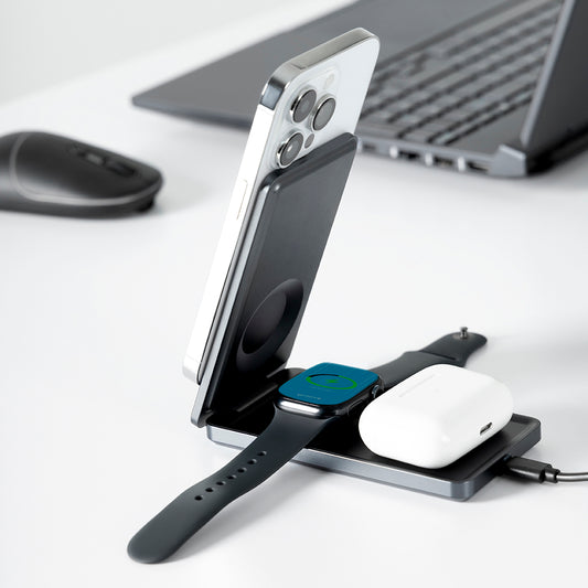 Bezdrátová nabíjecí stanice Proove Metal Edge 3v1, 15W, 1.67A, šedá WSME15010003