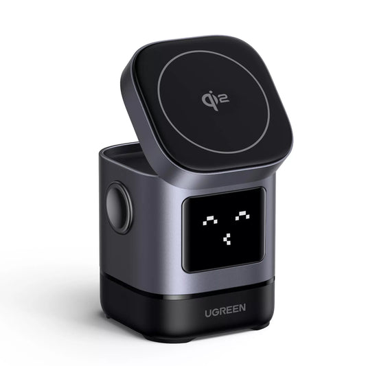 Bezdrátová síťová nabíječka UGREEN W709 Uno 2v1, 15 W, 1,67 A, černá