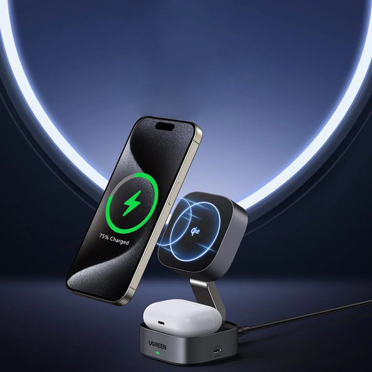 Bezdrátová síťová nabíječka UGREEN W702 3v1, 20W, 1.67A, 1 x USB-C, Černá