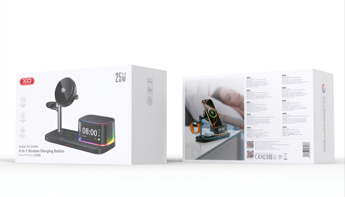 Bezdrátová síťová nabíječka XO Design CX045 3v1, 25W, černá