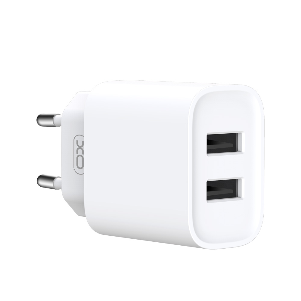 Síťová nabíječka XO Design CE02C, 10.5W, 2.1A, 2 x USB-A, Bílá