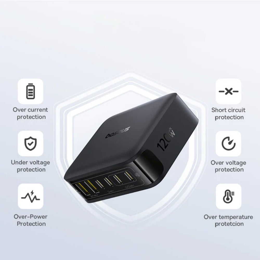 Nabíječka Baseus EnerFill FH21, 120W, 3.25A, 2 x USB-A - 4 x USB-C, Černá E0120T00