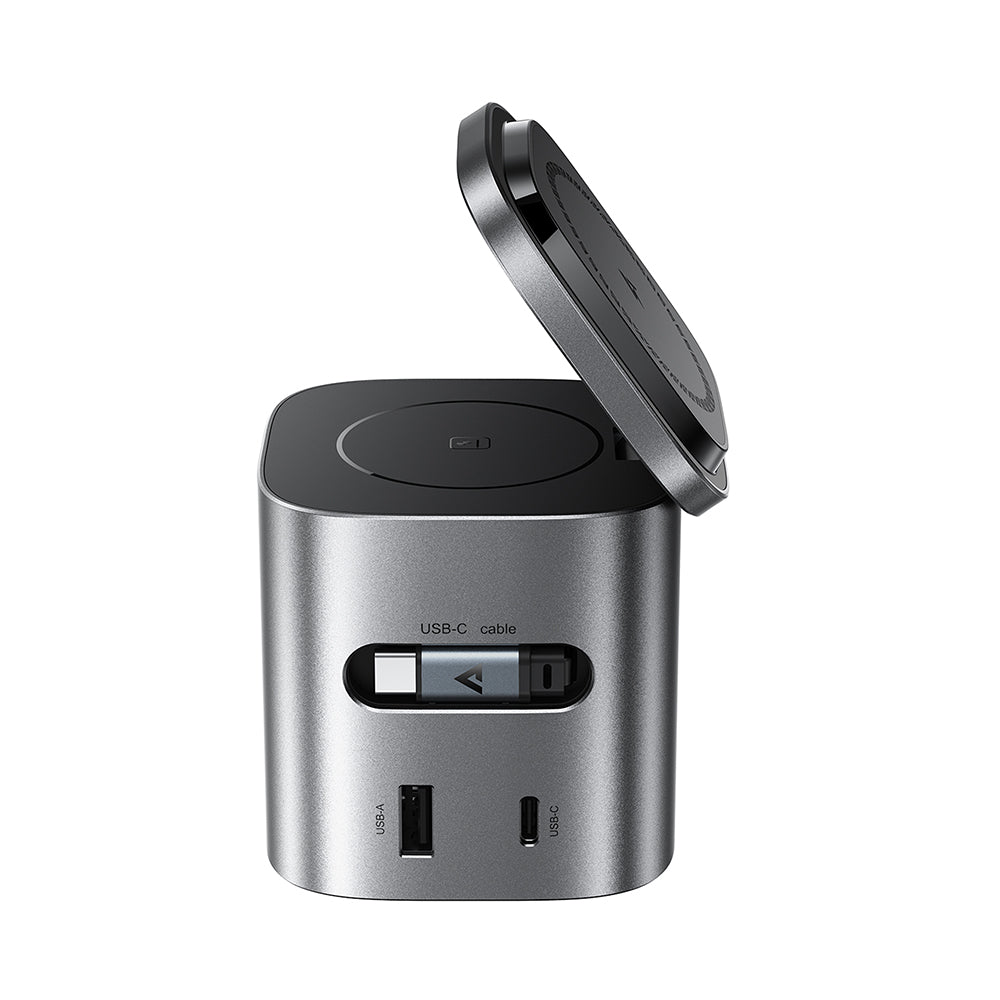 Nabíjecí stanice s kabelem USB-C Acefast Z9 QI 6v1, 80W, 1 x USB-C - 1 x USB-A, černá