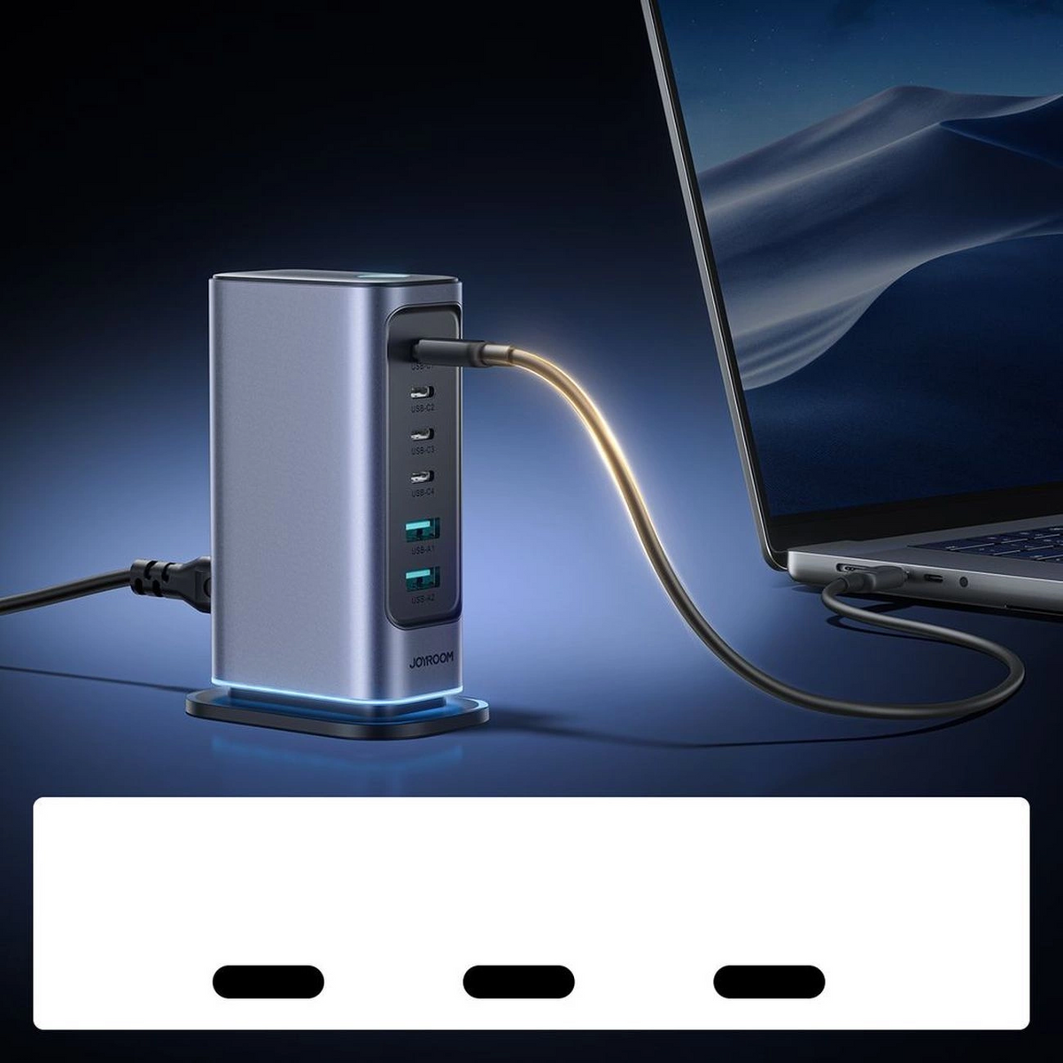 Nabíječka stanice Joyroom JR-TCM02 UK, 65W, 3,25A, 2 x USB-A - 4 x USB-C, šedá