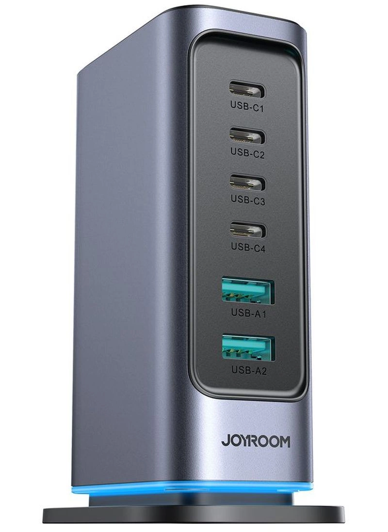 Nabíječka stanice Joyroom JR-TCM02 UK, 65W, 3,25A, 2 x USB-A - 4 x USB-C, šedá