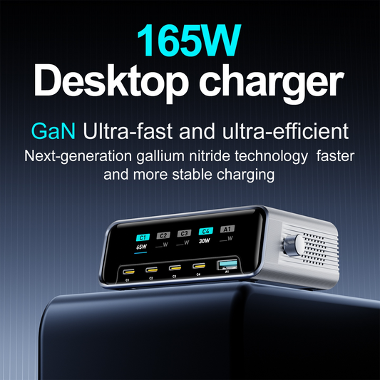 Nabíječka stanice OEM WLX-60G, 140W, 5A, 1 x USB-A - 4 x USB-C, šedá