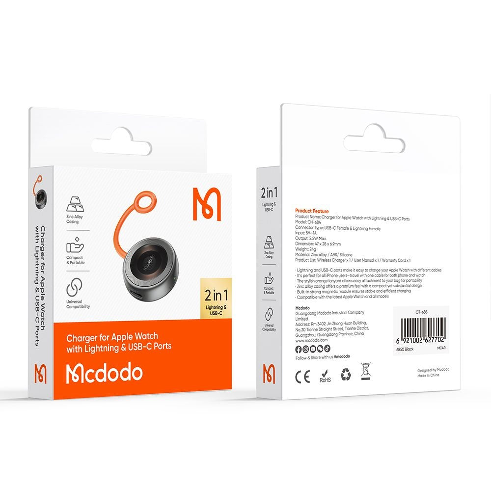 Bezdrátová nabíječka McDodo CH-6840 pro Apple Watch Series, Černá