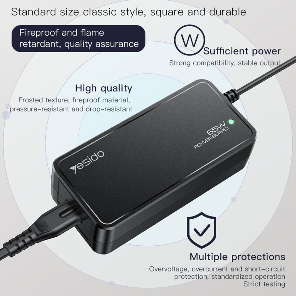 Nabíječka Yesido CG11E, 65W, univerzální, černá