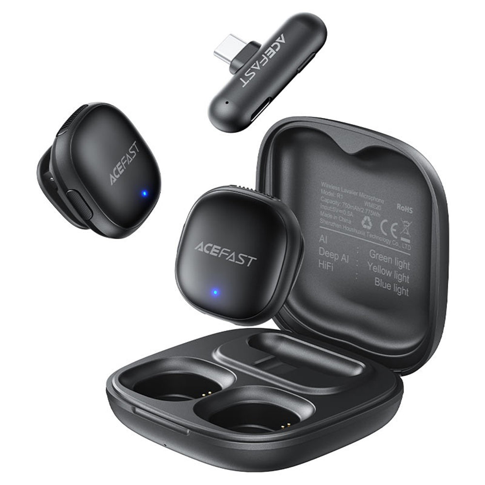 Lavaliera Acefast R1, USB-C, Sada 2 kusy, Černá