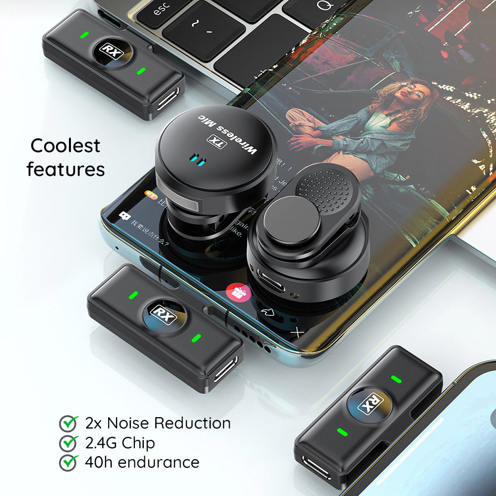 Lavaliera Techsuit LW5, USB-C, Sada 2 kusy, Černá