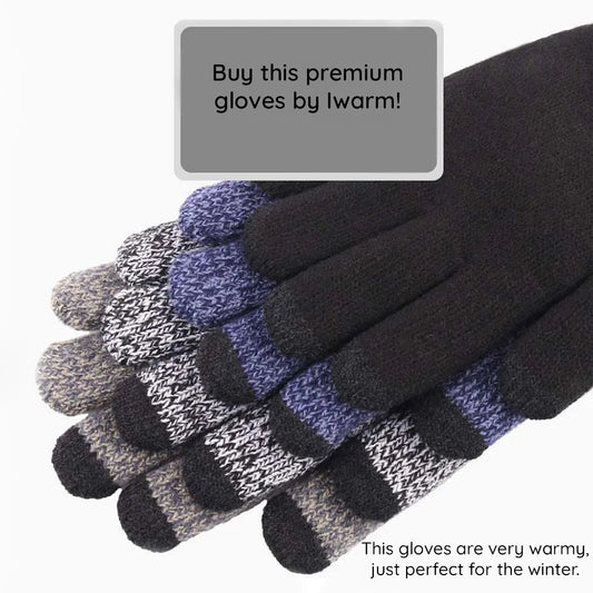 Dotykové zimní rukavice Iwarm ST0018, velikost 23 cm, šedé