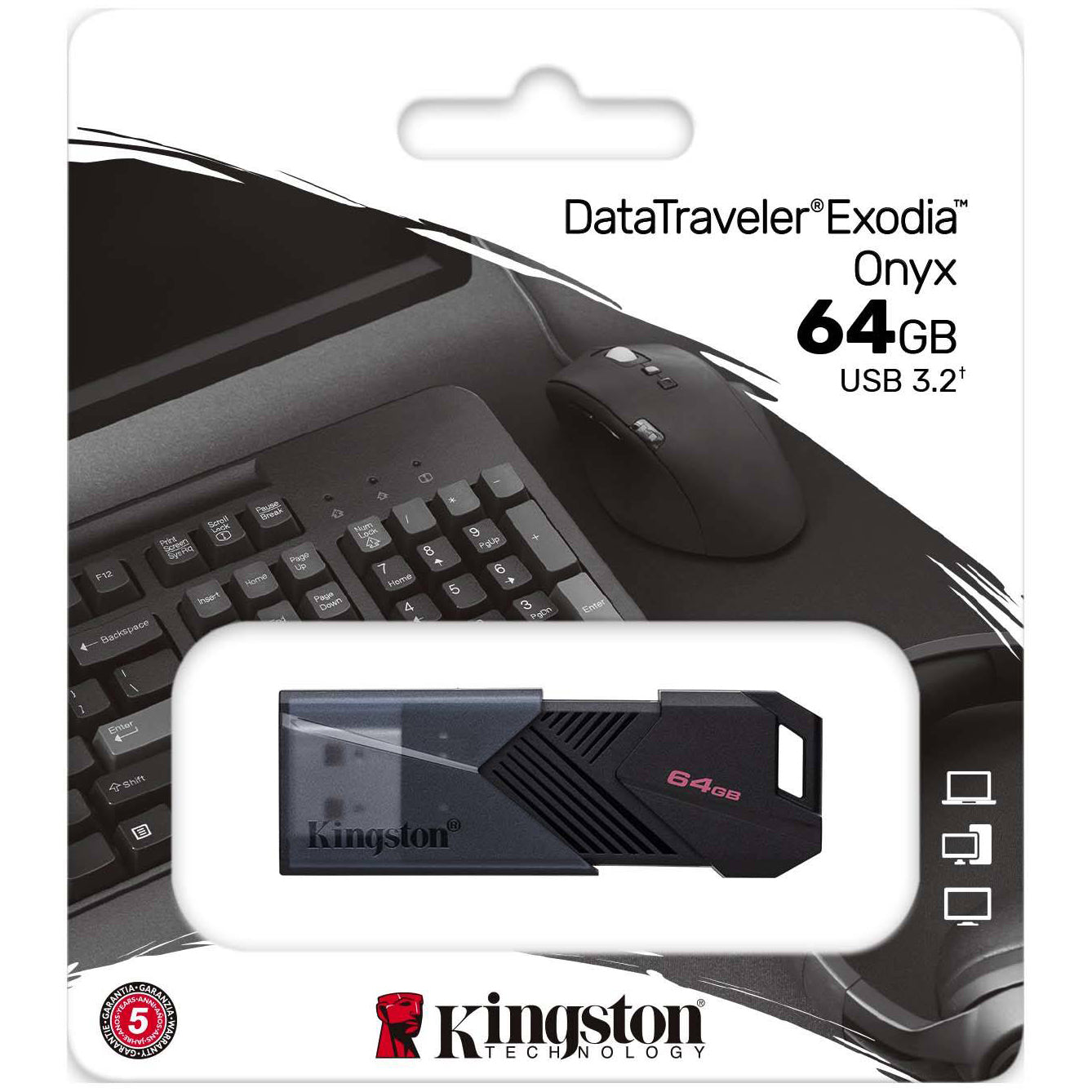Kingston Exodia Onyx USB-A 3.0 External Memory Kingston Exodia Onyx, 64Gb DTXON/64GB