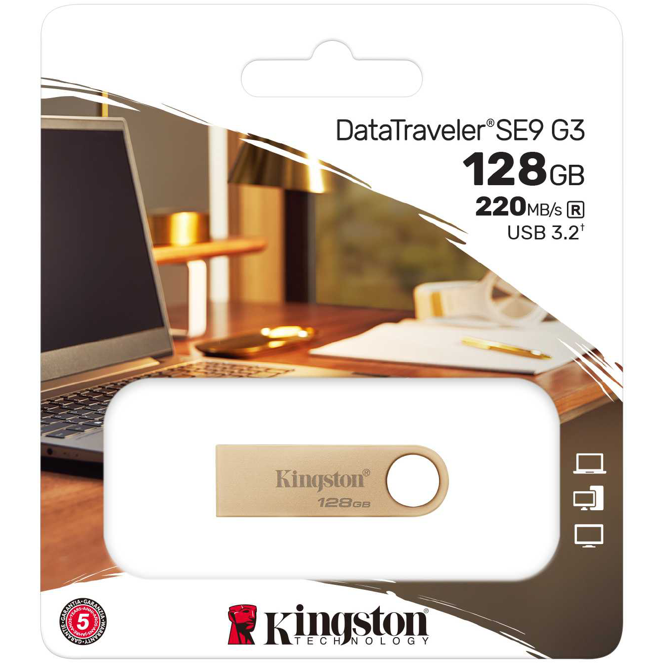 Externí paměť USB-A 3.2 Kingston DT SE9 G3, 128Gb DTSE9G3/128GB
