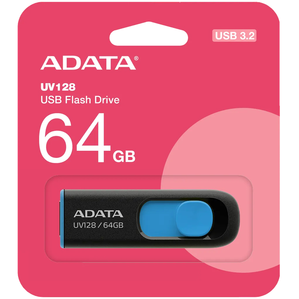 Externí paměť USB-A 3.2 Adata UV128, 64Gb AUV128-64G-RBE