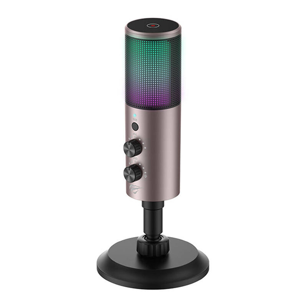 Herní mikrofon HAVIT GK61, RGB, USB-C, Šedý