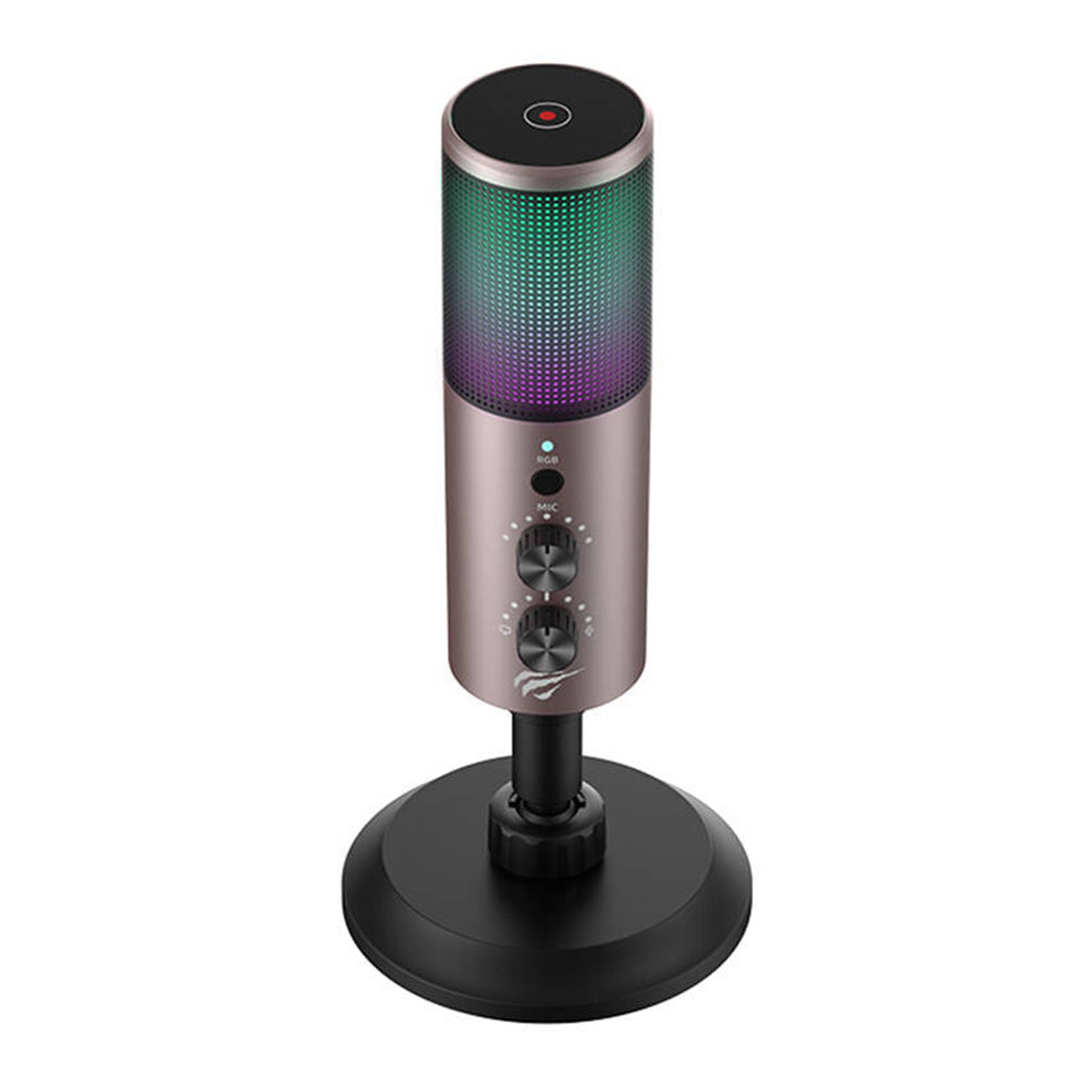 Herní mikrofon HAVIT GK61, RGB, USB-C, Šedý