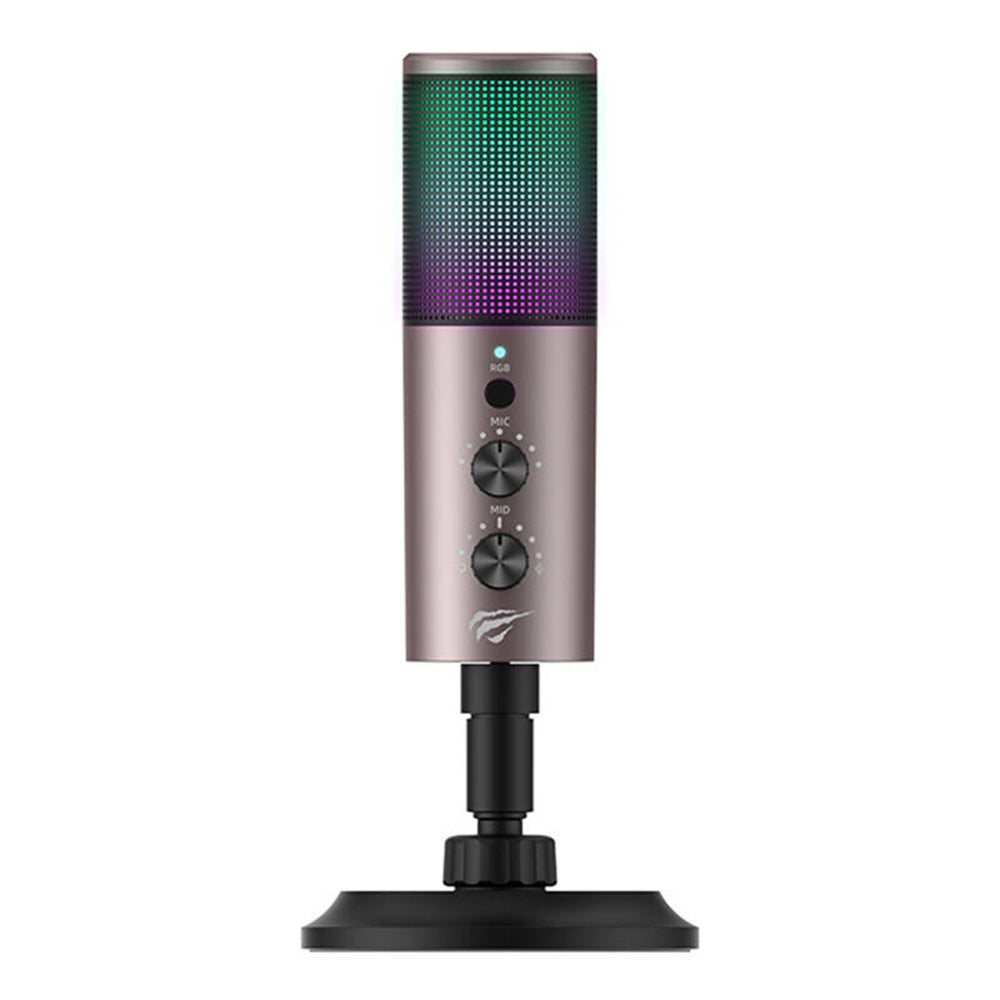 Herní mikrofon HAVIT GK61, RGB, USB-C, Šedý