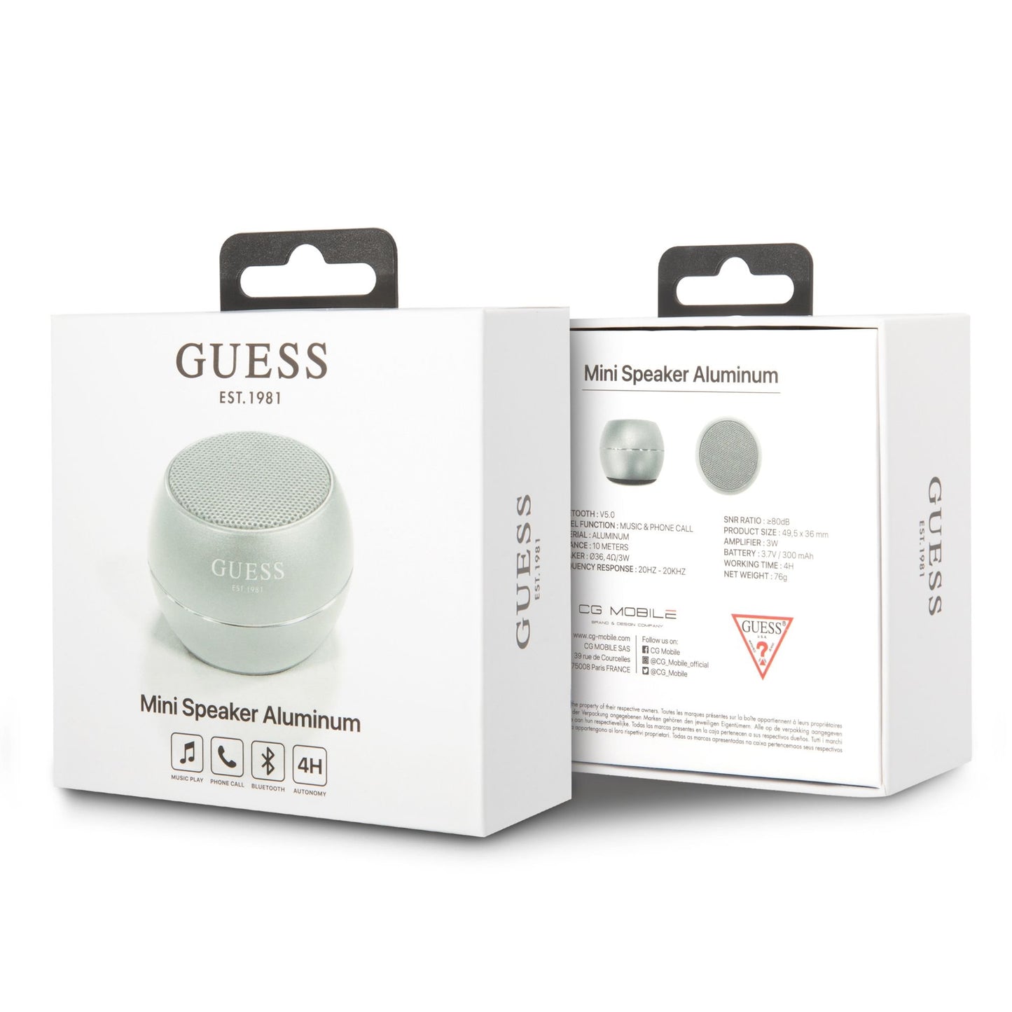 Přenosný Bluetooth reproduktor Guess, 3W, stříbrný