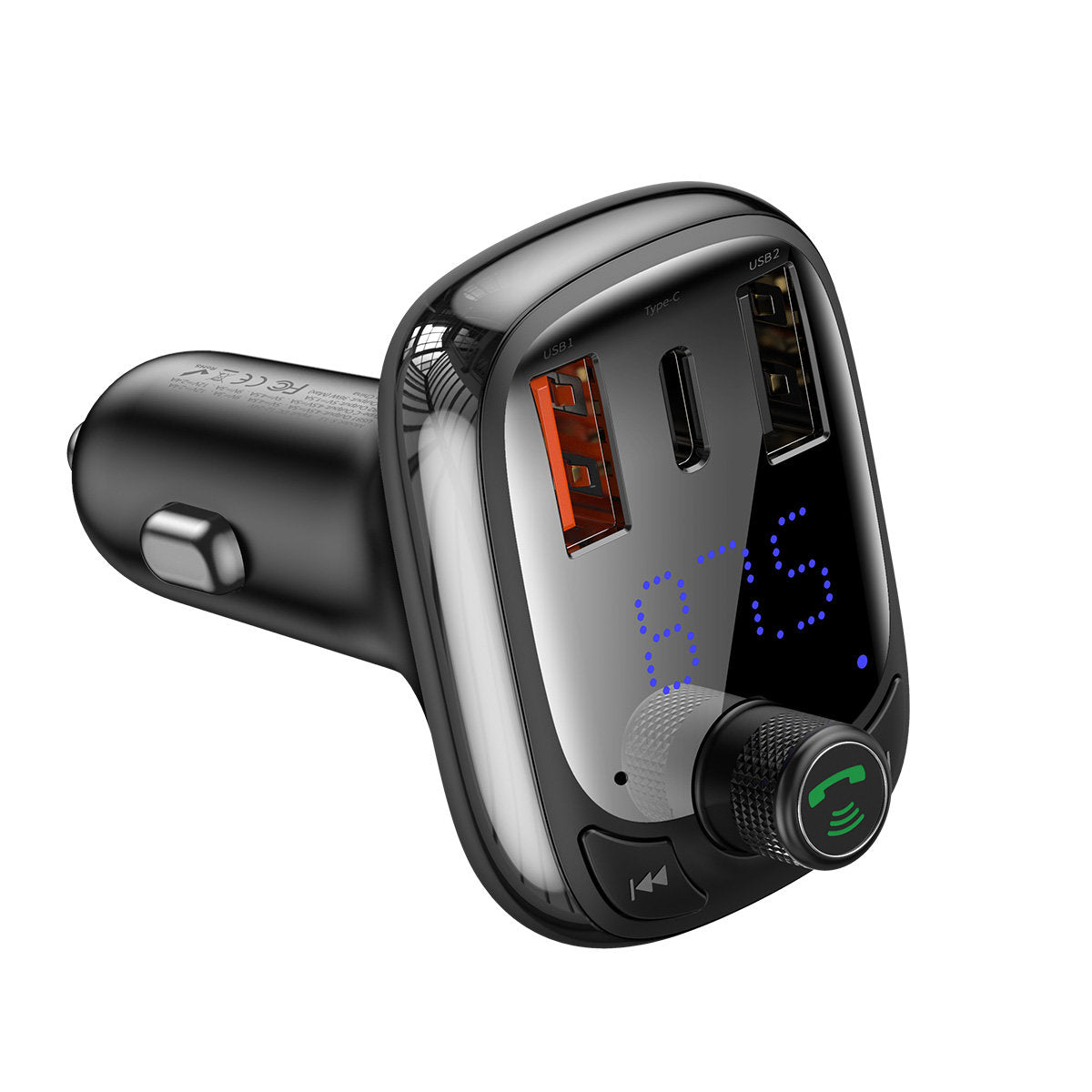 Baseus S-13 Bluetooth FM modulátor, 2 x USB-A - 1 x USB C - 1 x microSD CCMT000101