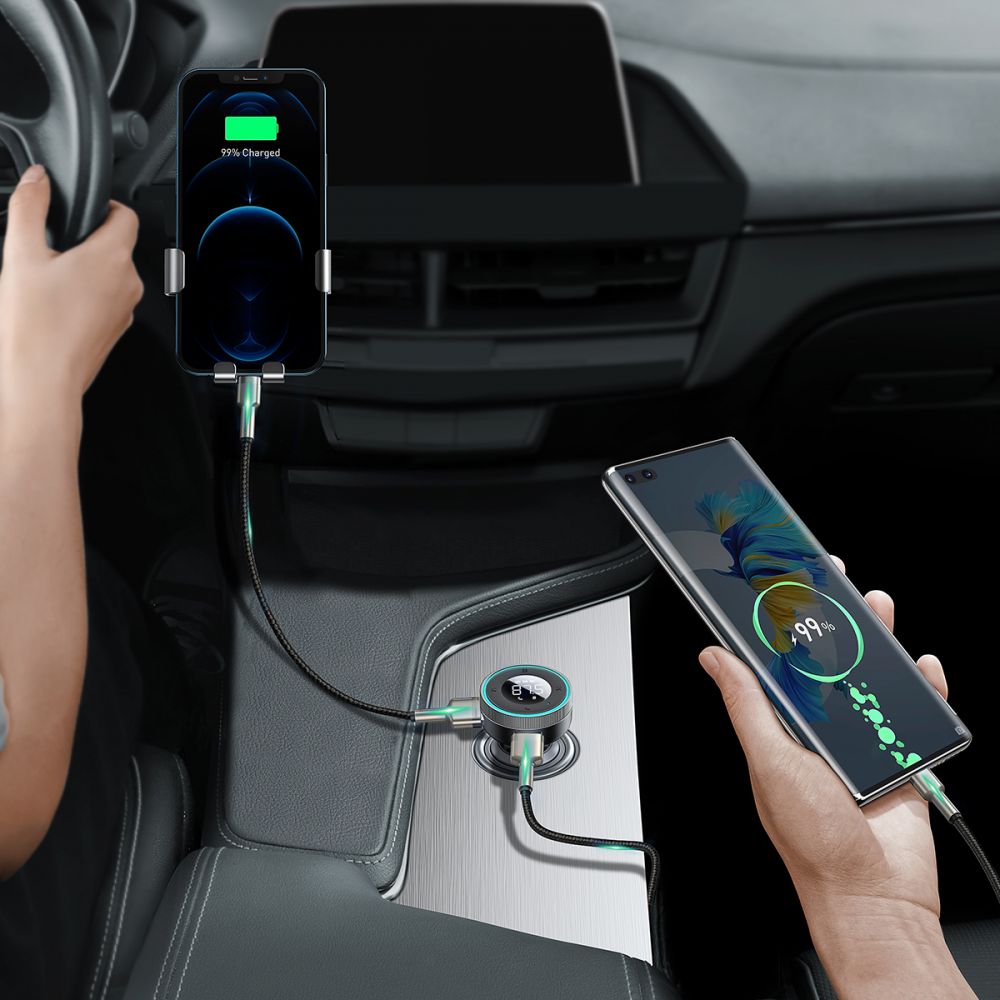 FM Bluetooth modulátor Baseus Enjoy, 2 x USB-A - 1 x microSD - 1 x AUX CCLH-01