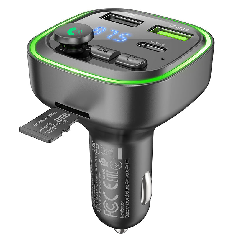 Modulátor FM Bluetooth Borofone BC48, 2 x USB-A - 1 x USB-C - 1 x microSD