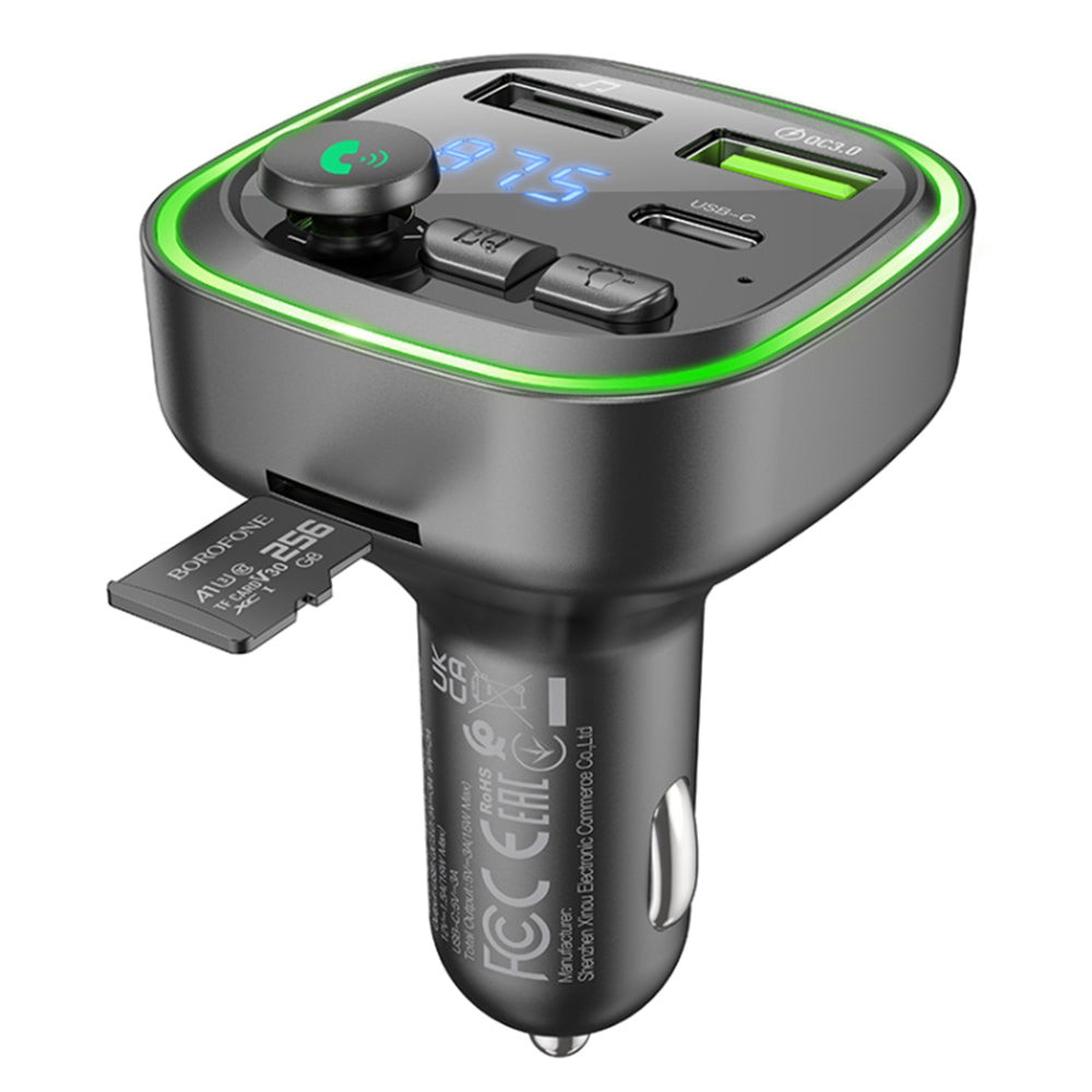 Modulátor FM Bluetooth Borofone BC48, 2 x USB-A - 1 x USB-C - 1 x microSD