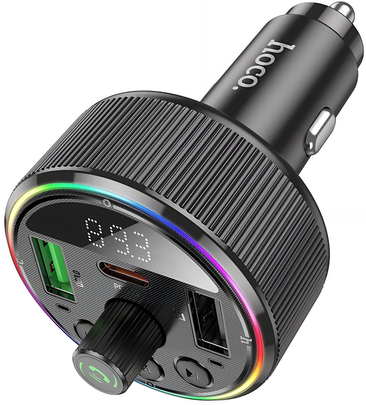 FM modulátor Bluetooth HOCO E82, 2 x USB-A - 1 x USB-C