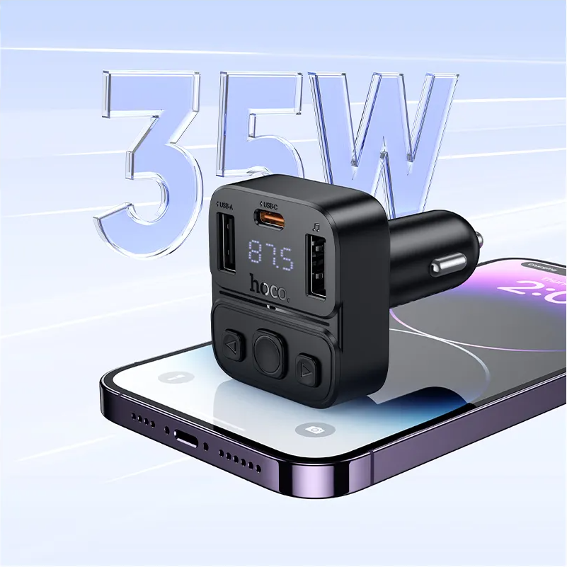 Modulátor FM Bluetooth HOCO E87, 2 x USB-A - 1 x USB-C