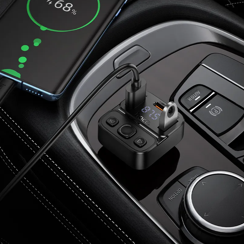 Modulátor FM Bluetooth HOCO E87, 2 x USB-A - 1 x USB-C