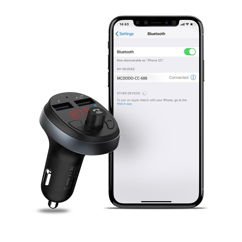 FM Bluetooth modulátor McDodo, 2 x USB-A