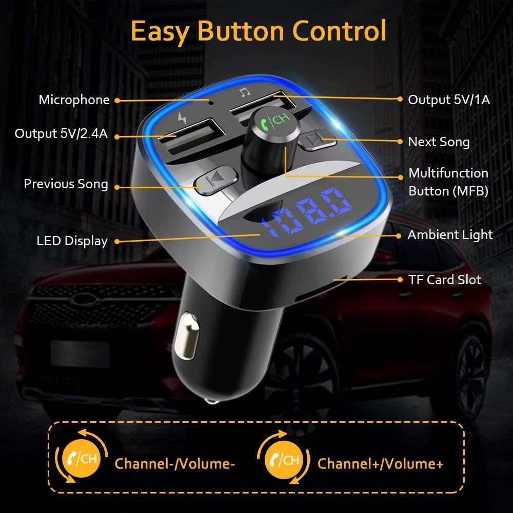 Modulátor FM Bluetooth Techsuit JamLink, 2 x USB-A - 1 x microSD