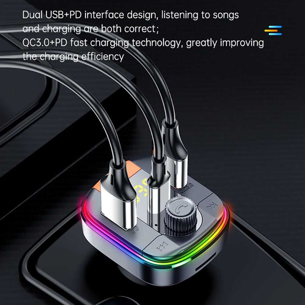 FM modulátor Bluetooth Yesido Y45, 2 x USB-A - 1 x USB-C - 1 x microSD