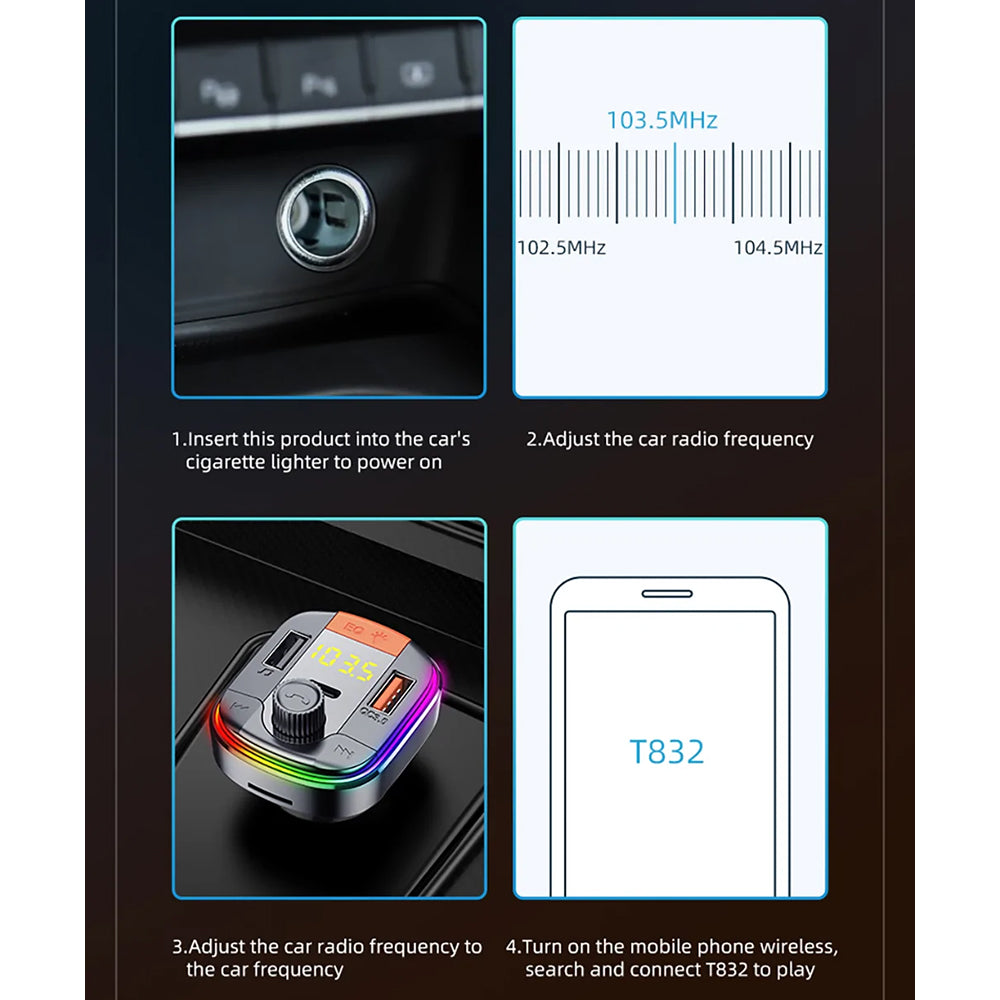 FM modulátor Bluetooth Yesido Y45, 2 x USB-A - 1 x USB-C - 1 x microSD