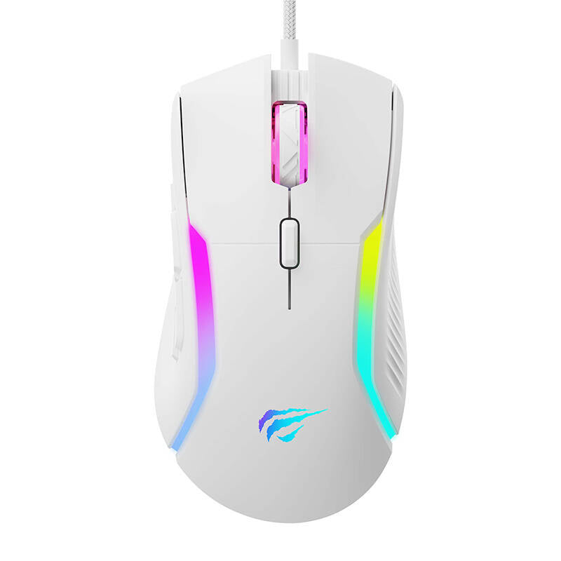 Herní myš s kabelem USB HAVIT MS1033, RGB, 800DPI - 8000DPI, Bílá