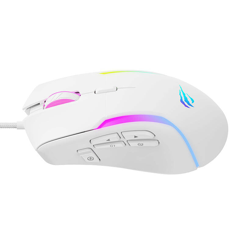 Herní myš s kabelem USB HAVIT MS1033, RGB, 800DPI - 8000DPI, Bílá