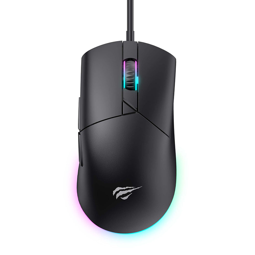 Herní myš Wired USB HAVIT MS1038, RGB, 1200DPI - 7200DPI, 1.6m, černá