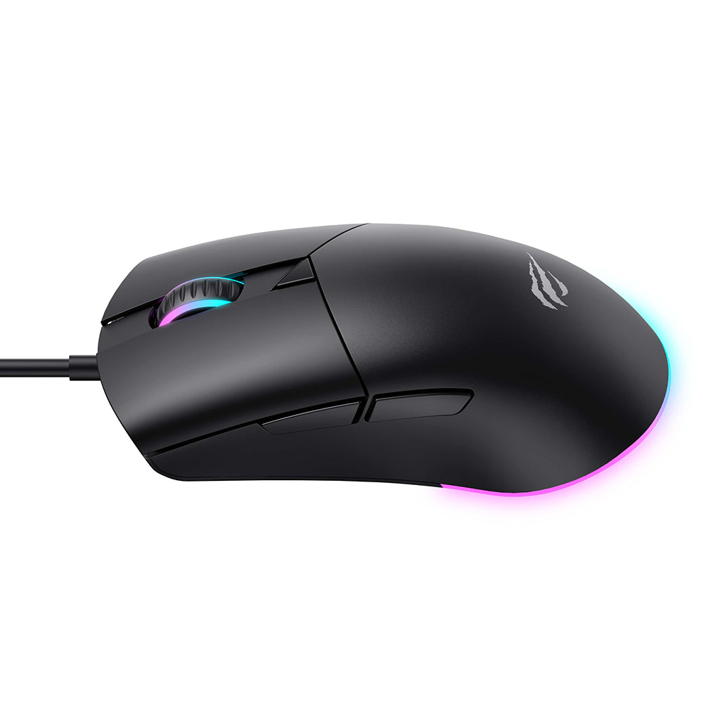 Herní myš Wired USB HAVIT MS1038, RGB, 1200DPI - 7200DPI, 1.6m, černá