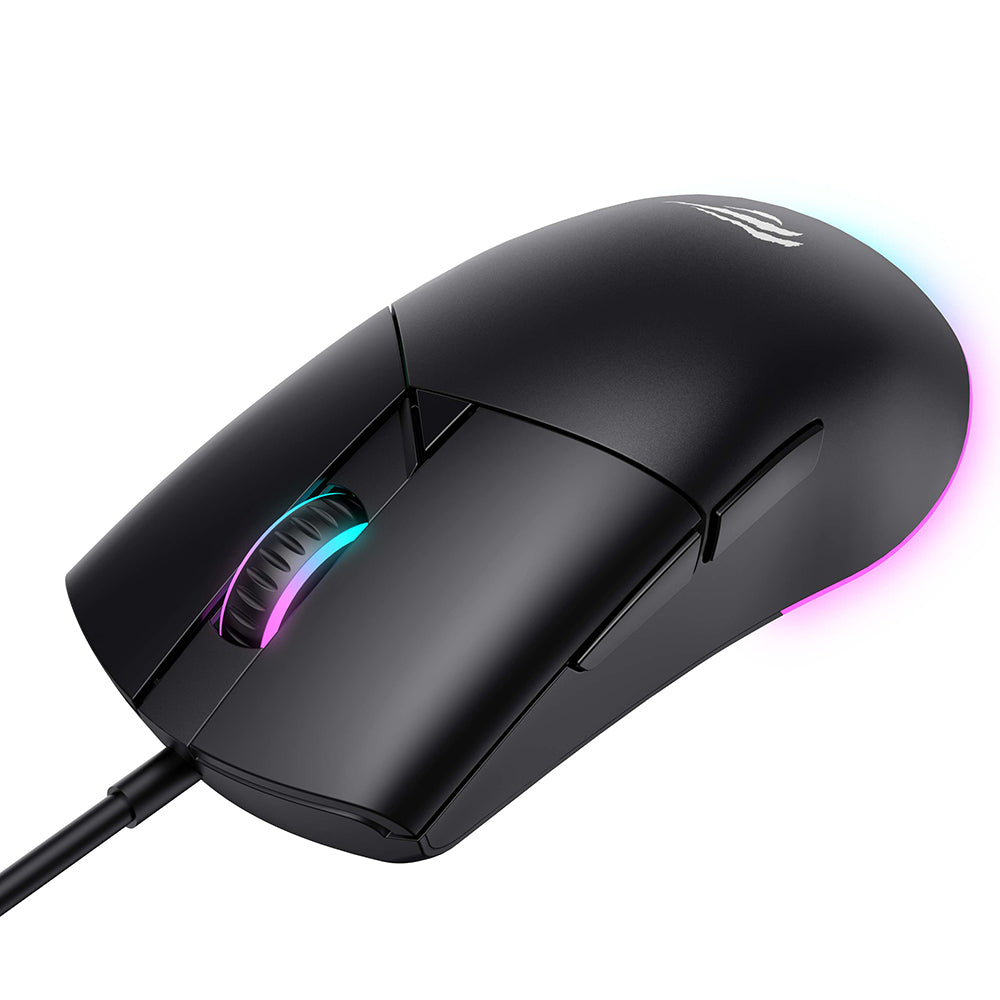 Herní myš Wired USB HAVIT MS1038, RGB, 1200DPI - 7200DPI, 1.6m, černá